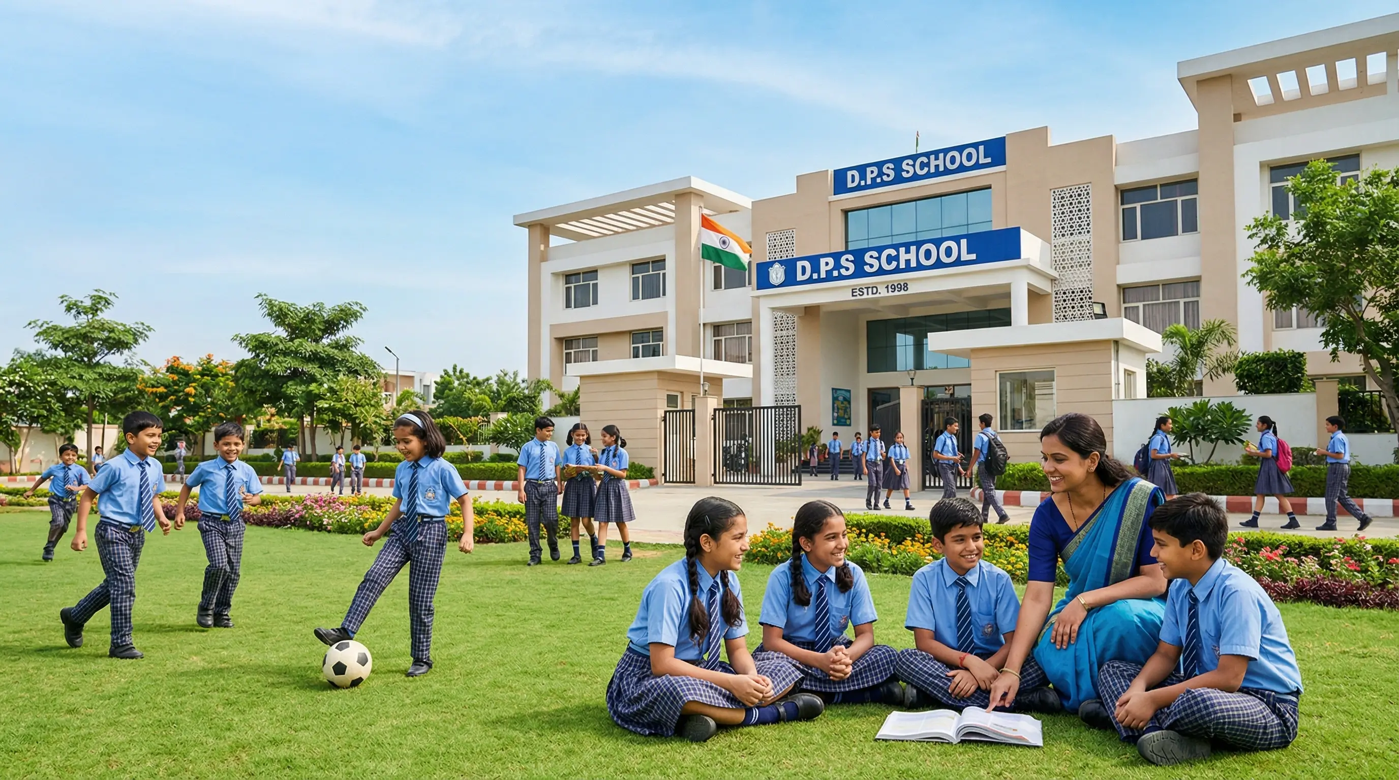 Happy school children at D.P.S
